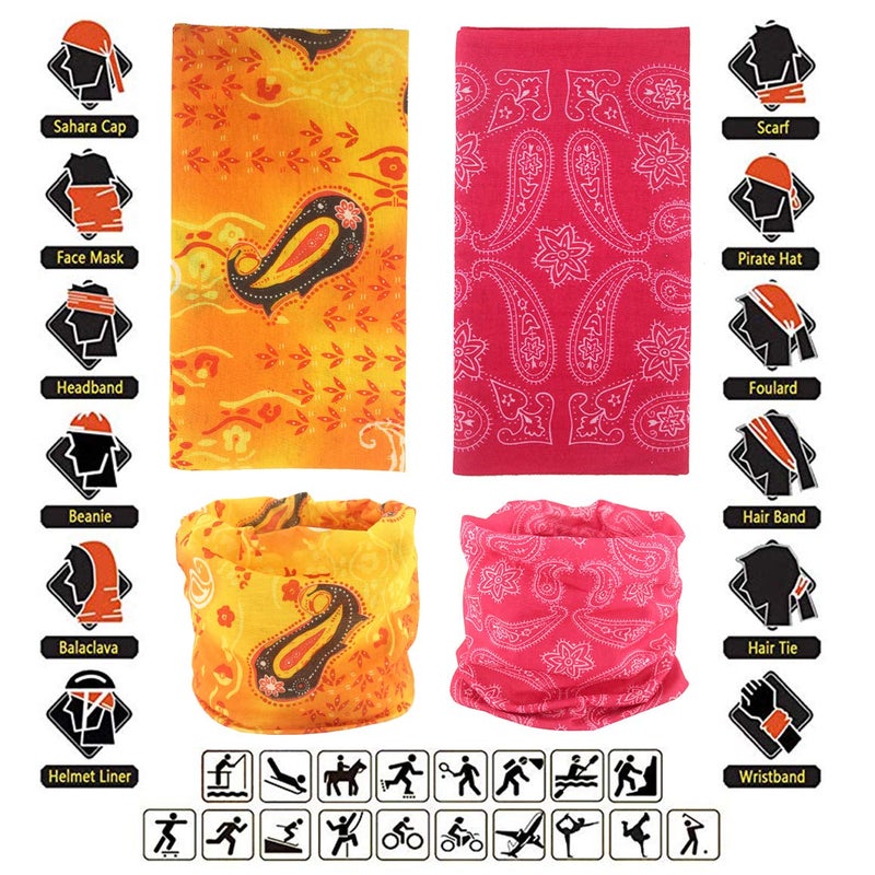 Cutewing Neck Gaiter Masks Tube Scarf,12PCS Paisley Face Mask Tube Bandanas,Seamless Face Covering Magic Headband UV Headwrap Balaclavas for Sports Workout Fitness - Image 2
